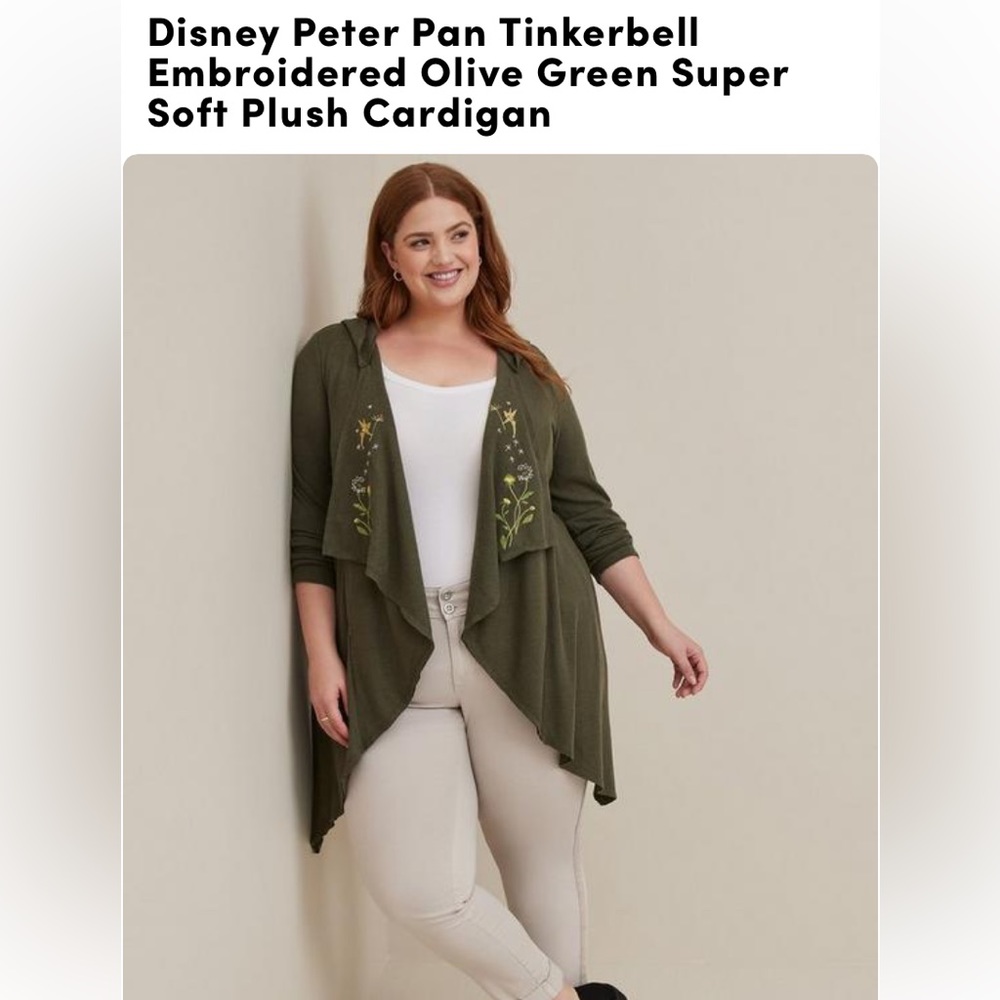TORRID DISNEY TINKERBELL CARDIGAN: GREEN: NWT: SZ 3X